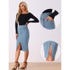 Allegra K Women's High Waist Split Hem Pencil Midi Casual Denim Skirt - 2 of 4