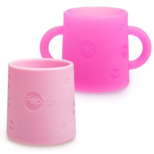 PopYum Silicone Training Cup 2-Pack for Baby and Toddler, handles, BPA Free, self feeding training, tumbler (electric purple and orchid pink) - 1 of 4