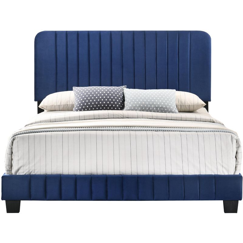 Passion Furniture Lodi Navy Blue Queen Panel Bed, 2 of 6