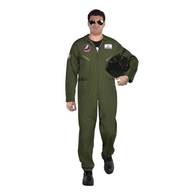Olive Green Stretch Top Gun Costume Jumpsuit