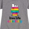 - Peanuts - Live Life Colorfully Graphic Short Sleeve Fleece Dress - 2 of 4