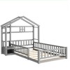 CAVINAS Twin Size Floor Bed Modern Pine Bed Frame with Nightstand, Guardrail, Opening, Slats and House Shaped Headboard for Bedroom - 4 of 4