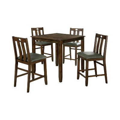 5pc Bourke Counter Height Dining Table Set Walnut/Gray - miBasics