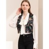 Allegra K Women's Floral Pattern Button Closure Satin Waistcoat Vest - 2 of 4