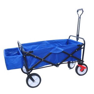 FURNIinspire Wheelbarrows And Lawn Carts Folding Wagon Collapsible Outdoor Utility Wagon, Lawn Car With Adjustable Handles, Blue, 53“*20"*43" - 1 of 4