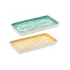 Ceramic Decorative Tray Set of 6 3.25 inch Height Abstract Green Yellow White Design By Melrose - 2 of 4
