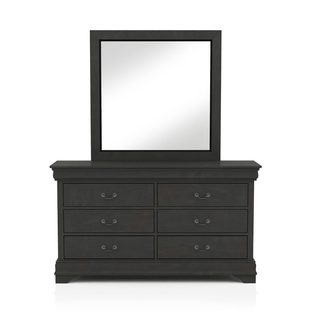 Sliver Dresser and Mirror Set Gray - HOMES: Inside + Out: Elegant Bedroom Furniture, 6 Drawers, Wood Veneer