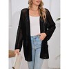 Crochet Cardigan for Women 3/4 Sleeve Open Front Lightweight Lace Boho Cover Up With Pocket - 3 of 4