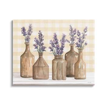 Stupell Industries Country Gingham Lavender Sprigs Gallery Wrapped Canvas Wall Art