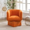 homfan Pumpkin Swivel Barrel Chair - 360° Rotating Accent Armchair for Office/Bedroom - Reading Chair, Orange - 3 of 4