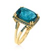 Ross-Simons 9.75 Carat London Blue Topaz and .30 ct. t.w. Blue Diamond Ring in 14kt Yellow Gold - 3 of 4