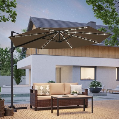 Sonkuki 10-ft LED Solar Lights Outdoor Octagon Cantilever Patio Umbrella