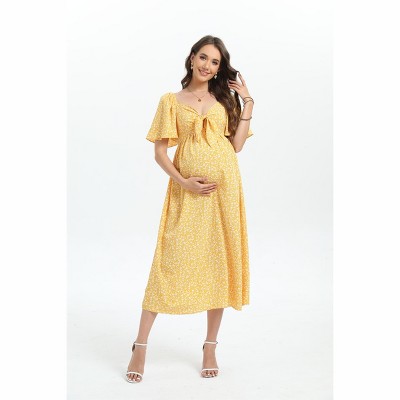 Maternity Dresses for Baby Shower Knotted Side Slit Dress