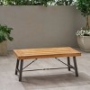 MOEPISY Outdoor Acacia Wood Coffee Table, Teak Finish, Rustic Metal Brown and Black - 3 of 4