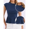 INSPIRE CHIC Women's Peplum Cap Sleeve Crew Neck Summer Knit Business Work Tops - 2 of 4