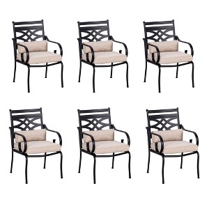 Captiva Designs Outdoor Patio Dining Floral Back Steel Chairs with Thick Seat & Back Cushion - 1 of 4