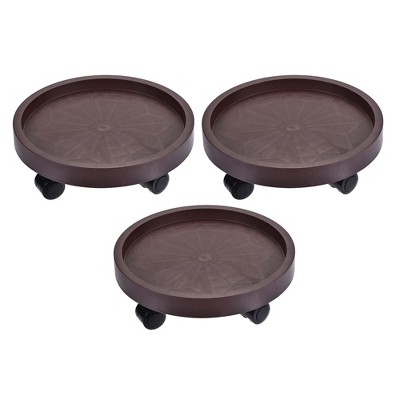 Unique Bargains Indoor Outdoor Round Plastic Rolling Flowerpot Dolly with Wheels 3 Pcs