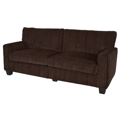 Palisades Compact Linen Fabric Sofa with Wood Accents, Riverfront Brown