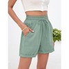 Garvee Womens High Waist Shorts with Deep Pocket Drawstring Linen Texture Casual Shorts for Women Summer Athletic Shorts - 3 of 4