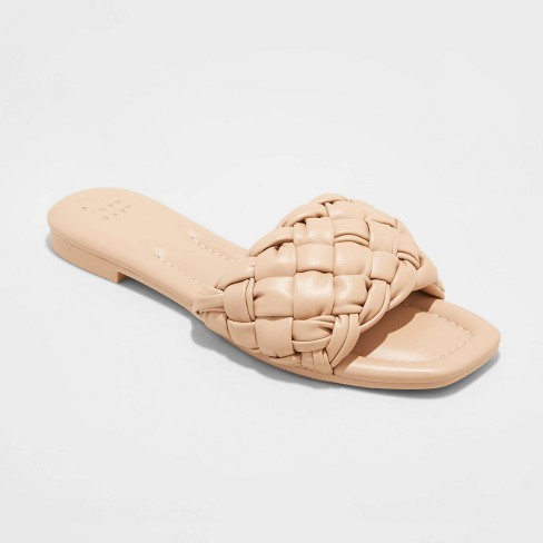 Women's Carissa Wide Width Slide Sandals - A New Day™ Tan 6w : Target