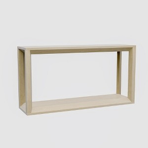 Gulches 60 in Imitative Oak Rectangular Solid Wood Veneer Console Table with Ample Storage Sturdy Square Pillars - 1 of 4