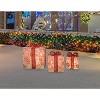 Candy Cane Lane 8" 10" 12" Glitter Floral Burlap Presents Nested - 2 of 2
