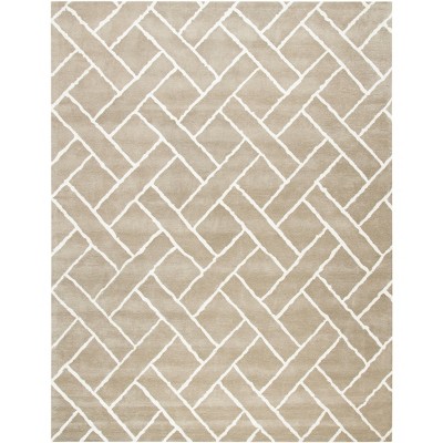 Ivory and Beige Hand-Tufted Wool 8' x 10' Area Rug