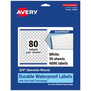 Avery Durable Waterproof Round Labels with Sure Feed, .75" diameter - 1 of 4