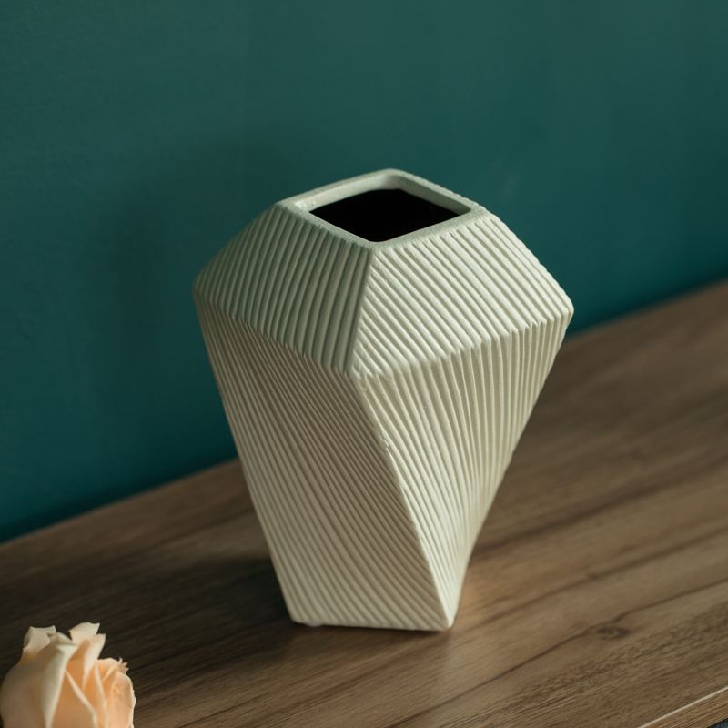 Uniquewise Decorative Ceramic Square Twisted Centerpiece Table Vase, 4 of 8