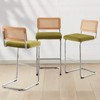 Bekrvio Bar Stools Set of 2/3/4, 26”/30" Barstool with Rattan Back, Velvet-Upholstered & Chrome Frame,Mid Century Modern Kitchen Stool for Island - 4 of 4