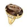 Ross-Simons 20.00 Carat Smoky Quartz and 1.60 ct. t.w. White Zircon Ring in 18kt Gold Over Sterling - 3 of 4