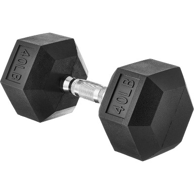 Rubber Encased Hex Dumbbell, Hand Weight for Home Gym Strength Training and Fitness Workouts