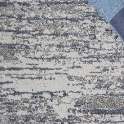 Gray and Navy Abstract Distressed Area Rug 4'5" x 6'5"