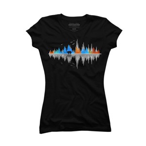 Junior's Design By Humans Sounds of Nature Color Tree Notes By NomAdartStudio T-Shirt - 1 of 2