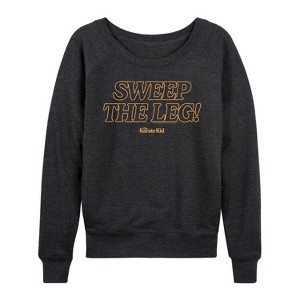 Women's The Karate Kid Sweep The Leg Lightweight French Terry Wide Neck Long Sleeve Shirt - Heather Charcoal - X-Large - 1 of 4