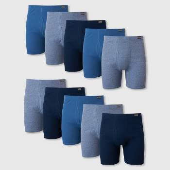 Hanes Men's ComfortSoft Waistband Moisture-Wicking Cotton Boxer Briefs 10pk - Blue