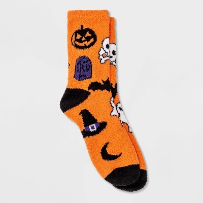 Women's Cozy Halloween Crew Socks - Hyde & EEK! Boutique™ Orange 4-10