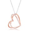Bella Silver Sterling Silver, Rose Gold Plated, 3D Heart Necklace - White CZ - Rose - 16+2 Inch - 3 of 4