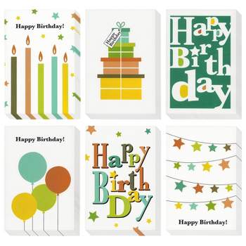 Best Paper Greetings 48 Pack Assorted Blank Happy Birthday Cards Bulk with Envelopes, Greeting Cards with 6 Colorful Designs (4x6 In)