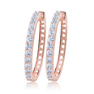 Hoop Earrings for Women Gold Plated Clear Cubic Zirconia Ginger Lyne Collection - 1 of 4
