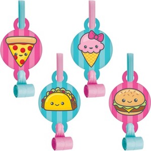 24ct Food Love Party Blowers, Pink Blue