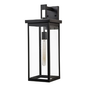 C Cattleya 22 in. Large Black Stainless Steel Outdoor Wall Lantern Sconce with Glass Panels - 1 of 4