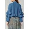 Women's Long Sleeve Mock Neck Sweater Wit Ruffle Sleeve - current air - 3 of 4