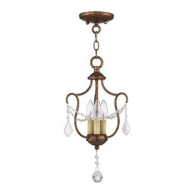 Chesterfield Hand Applied Venetian Golden Bronze Mini Pendant with Crystals