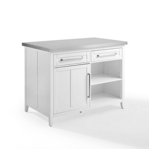 Silvia Stainless Steel Top Kitchen Island White/Stainless Steel - Crosley - 1 of 4