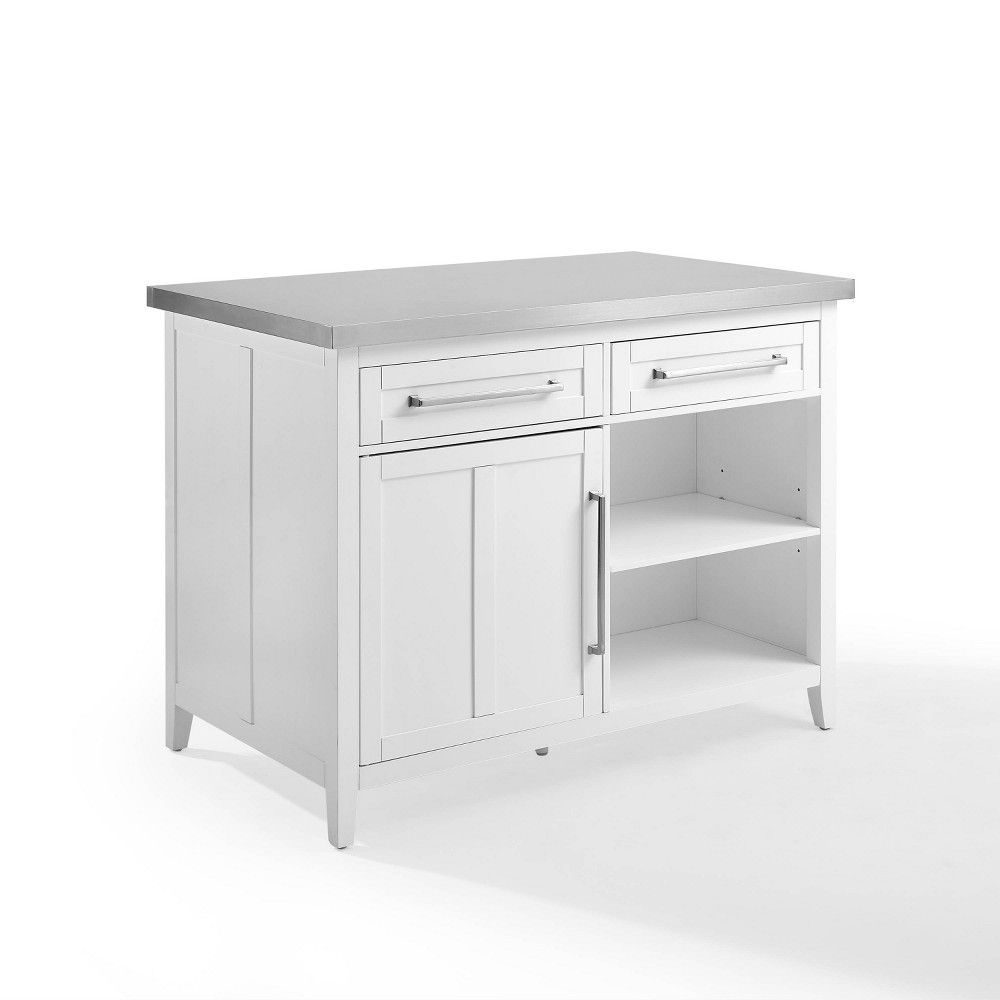 Photos - Other Furniture Crosley Silvia Stainless Steel Top Kitchen Island White/Stainless Steel  