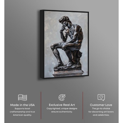 Notori Art Notoriart Ebony Statue In Thought Framed Style 1 Piece Canvas Wall Art