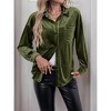 Coolmee Women's Velvet Shirts Long Sleeve Button Down Casual  Winter Tops - 4 of 4