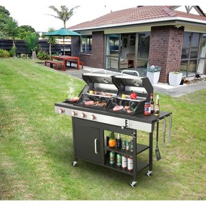 CAVINAS Propane Gas Grill Stainless Steel Propane Grill Foldable Side Table Smoker Grill for Outdoor Grilling - 1 of 4