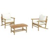 vidaXL 3 Piece Patio Lounge Set with Cream White Cushions Bamboo - 3 of 4